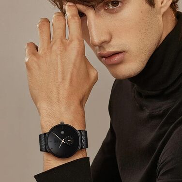 Годинник чоловічий LIGE Retro з нержавіючої сталі, водонепроникний, вінтажний, кварцовий, з датою, для бізнесу та повсякденного носіння. Чоловічі годинники (Золотий, Чорний)