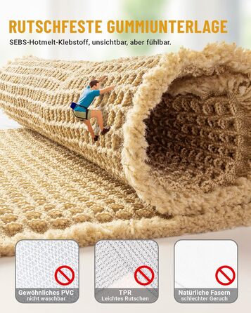 Boho Bathroom Rug Set - Non-Slip Bath Mats (2 Piece) - Washable Shower Rugs for Bathroom, Bedroom, Living Room - 51x120cm + 41x61cm Brown