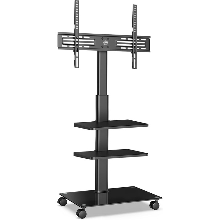 FITUEYES Rolling TV Stand with 3 Shelves - Adjustable Height & Swivel - Fits 32-60 Inch TVs (up to 30kg, VESA 600x400)