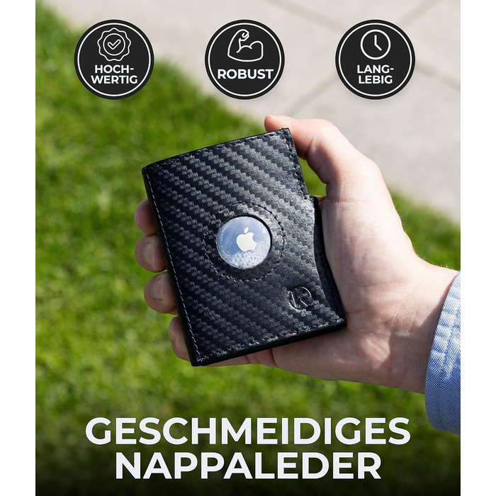 Гаманець Koruta Slim з RFID захистом та відділенням для монет (Carbon Schwarz) - картхолдер для чоловіків та жінок