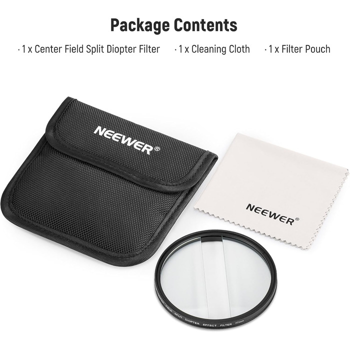 NEEWER 77mm фільтр діоптрій з розділеним полем, камера, лінійний призма K9, оптичне скло, аксесуар для об'єктива, ефект розмиття фону, кольоровий ефект