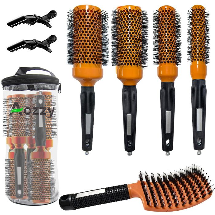 Набір для укладки волосся Haar: Кругла щітка для волосся з нейлоновим та кабановим щетиною, керамічна, антистатична, для салонного використання
