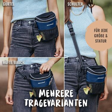 Сумка для ласощів для собак Rudelkönig - практична сумка для прогулянок та дресирування собак, з дозатором пакетів для вигулу (Basic, Blue)