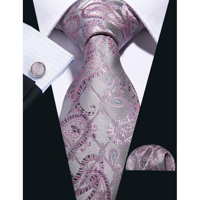 Краватка Barry.Wang з нагрудною хустиною та затискачем для краватки в комплекті, візерунок пейслі