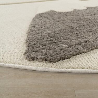 Дитячий килим Paco Home Сонце, ігровий килимок, короткий ворс, 3D-ефект, м'який, кремовий, 120 см круглий