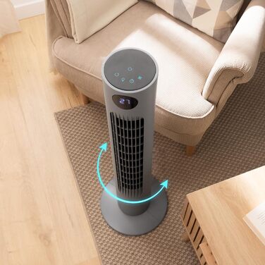 Вентилятор Cecotec Digitale Turm EnergySilence 890 Skyline, 50 Вт, 76 см, з таймером та пультом, мідний мотор, 3 швидкості, 3 режими, чорний