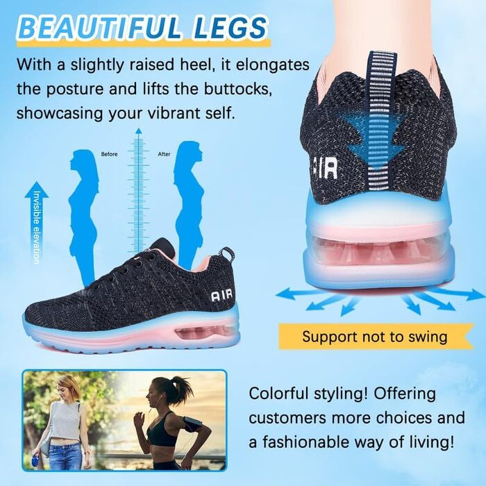 Жіночі кросівки для бігу та фітнесу. Зручні, дихаючі, з амортизацією (повітряна подушка), антиковзкі. Розмір 40 EU, блакитно-рожевий колір