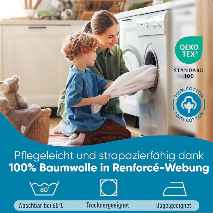 Комплект постільної білизни для ліжечка Kinderbettwäsche з динозаврами 100x135/40x60, 100% бавовна, для хлопчиків, прання при 60°C