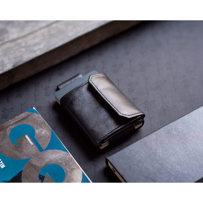 Мінімалістичний гаманець Jaimie Jacobs Nano Boy Pocket з текстилю, з витяжною стрічкою, компактний кардхолдер для чоловіків і жінок, чорний