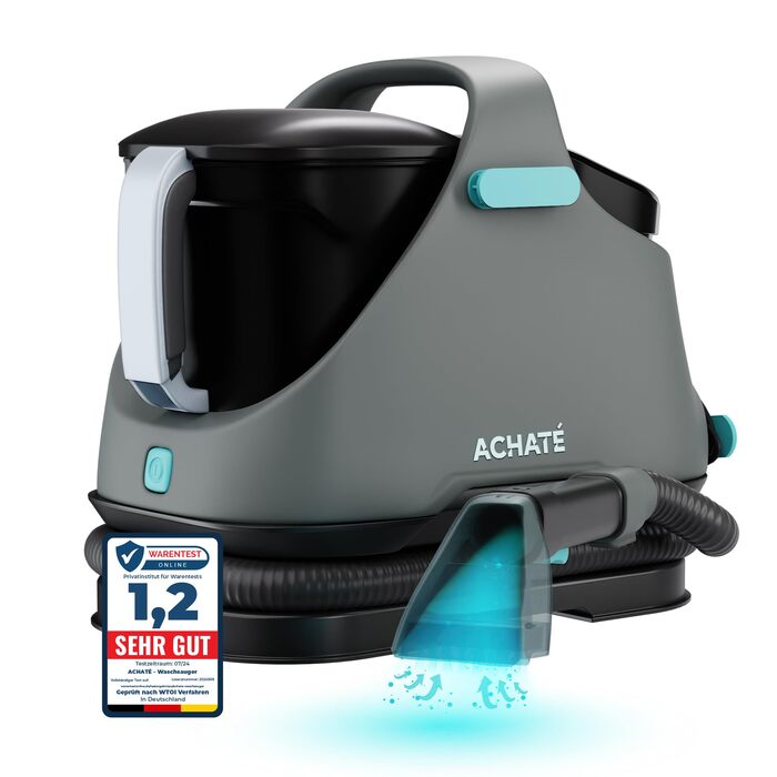 Вагзасув - очищувач плям для килимів, диванів, килимків, м'яких меблів, сходів, авто - потужний килимовий очищувач - пристрій для чищення м'яких меблів 650W, 1,4L, сірий/блакитний