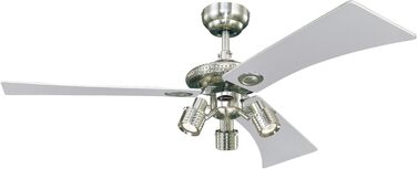 Вентилятор стельовий Westinghouse Audubon 7211940, метал, нікель щіткований, 122x122x39 см, енергоефективність A++-E, патрон GU10