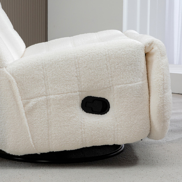 HOMCOM Swivel TV Chair with Reclining Function, Rocking Function, Beanbag Chair, TV Chair with Footrest, Cream