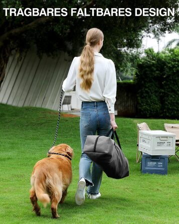 Складана переноска для собак середніх порід, 76x54x54 см, зелена/сіра