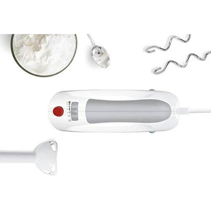 Ручний міксер Bosch MFQ3540: 2 вінчики, 2 гаки для тіста, пюрірувач, 5 швидкостей, 450 Вт, білий