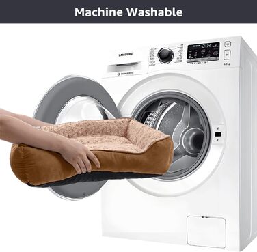 М'яке ліжко-диванчик для собак маленьких порід, миється, плюш, з антиковзною основою, 50 x 48 см, коричневий