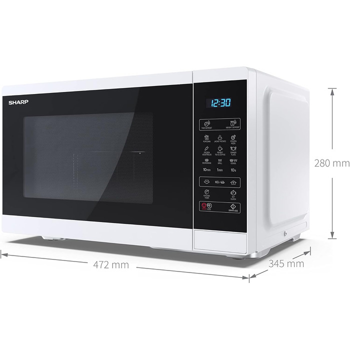 Мікрохвильова піч SHARP YC-MS252AE-B: 900W, 25 літрів, гриль, цифрова панель керування