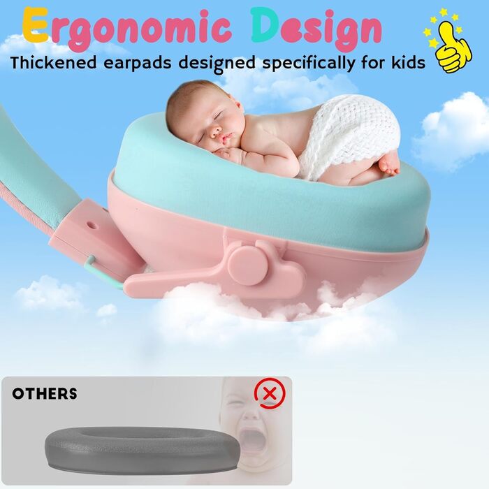 Навушники для захисту від шуму для дітей, рожеві: ідеально для дітей з аутизмом та для концертів