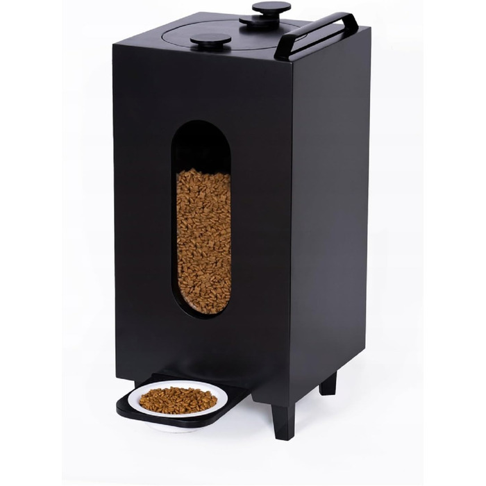Автоматичний годівниця для котів та собак QLS, 20л, з мискою, чорна, 60 x 30 x 30 см