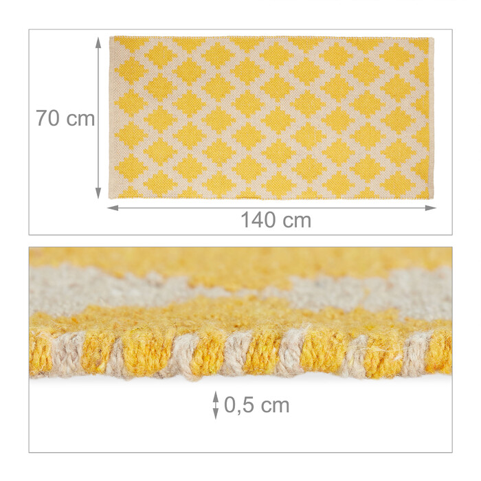 Relaxdays Cotton Runner Rug, 70 x 140 cm