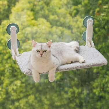 MEWOOFUN Cat Hammock Window 54x30cm Cat Bed Window Reversible Mat - Cat Window Lounge with Upgraded Strong Suction Cups up to 18kg (Gray, M)