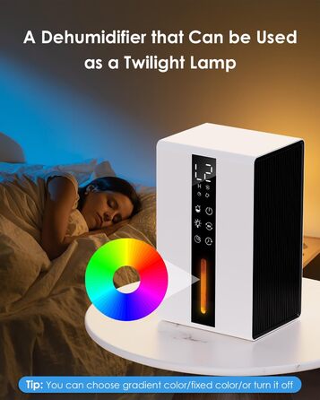 Електричний осушувач повітря 1,8L, 2 режими, таймер, LED, для ванної, спальні, гуртожитку 1800 мл