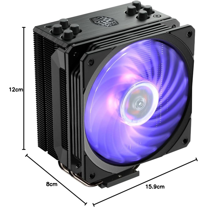 Кулер CPU Cooler Master Hyper 212 RGB Black Edition з підтримкою LGA1700, 4 теплові трубки, SF120R RGB вентилятор, чорний