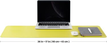 Підкладка під стіл Leder - антиковзаюча PU підкладка та килимок для миші для офісу та дому - органайзер та аксесуари для столу (Лимонний колір, 90см x 43см)