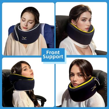 Подушка для шиї ComfoArray Glowa, для подорожей, авто та літака, 2023, широка регульована зона, покращена підтримка голови, темно-синій