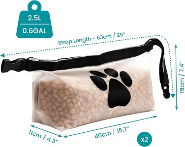 Набір мішечків для зберігання корму для собак BELLE VOUS (2 шт.) - сумка для корму, дорожній миска для собак, аксесуари для подорожей з собакою, складаний миска для корму та печива