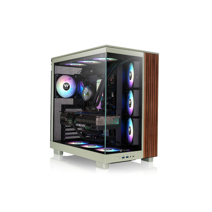 Корпус Thermaltake TG ARGB ATX Mid-Tower View 380 XL Wood (Matcha Green) з 4 вентиляторами ARGB, USB-C, підтримка радіатора 360mm