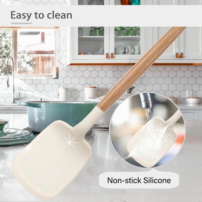 Набір кухонних помічників 12 шт. з силікону з дерев'яними ручками: лопатки, ложки, щипці. Кухонне приладдя, стійке до високих температур, антипригарне покриття.