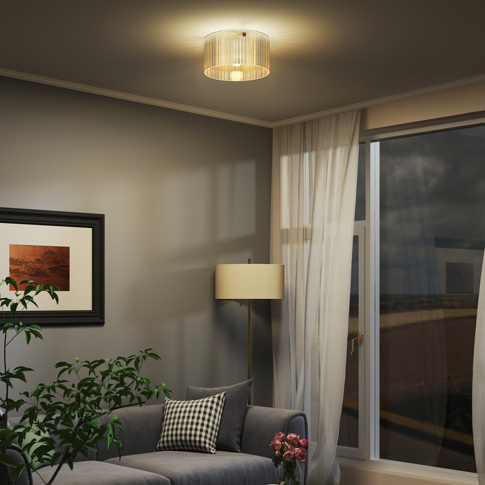HOMCOM Flush Mount Ceiling Light with Acrylic Shade and Metal Frame, Compatible with Halogen and LED Bulbs