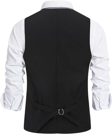 Чоловіча класична жилетка Allthemen Slim Fit з V-подібним вирізом для костюма, весіль та бізнесу, чорна, розмір L