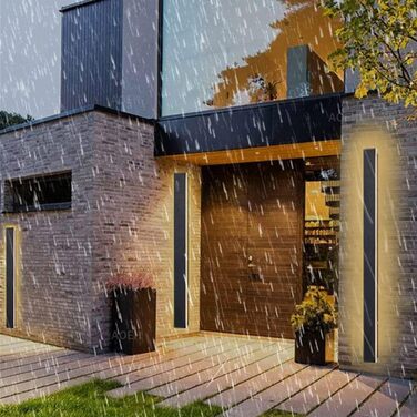 Long Villa Wall Light Black Waterproof IP65 Aluminum Acrylic Outdoor LED Wall Light for Gardens, Terraces, Bedrooms, Living Rooms, Indoor, 30cm/12w, Warm light