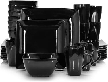 Vancasso Tableware Stoneware, 16-piece SOHO square dish set for 4 people, combination tableware set, square