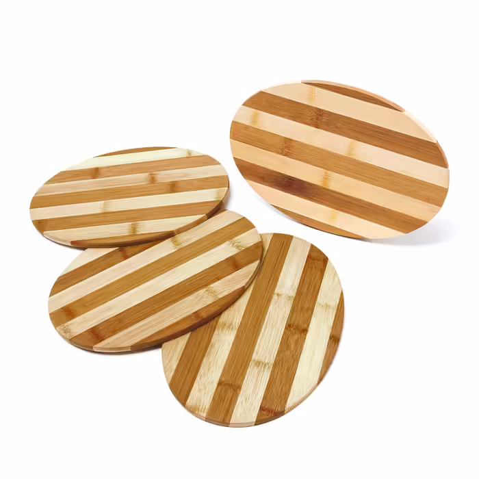 Relaxdays Bamboo Breakfast Tray, Striped