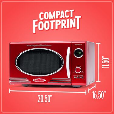 Мікрохвильова піч Nostalgia Retro 25,5 л, 800 Вт, 12 програм, червона