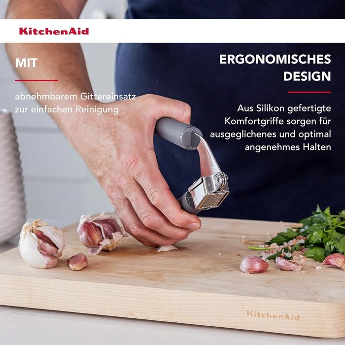KitchenAid Softgrip Прес для часнику з м'якою ручкою - сірий, колір вугілля