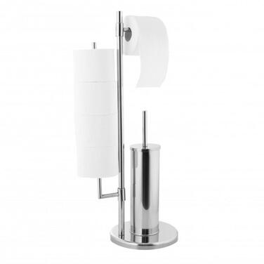 Набір для ванної кімнати Yoka: підставка з тримачем для туалетного паперу та йоржик, хром