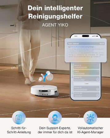 Робот-пилосос з функцією вологого прибирання ECOVACS T90 PRO Omni, 30 000 Па, PowerBoost, матовий білий