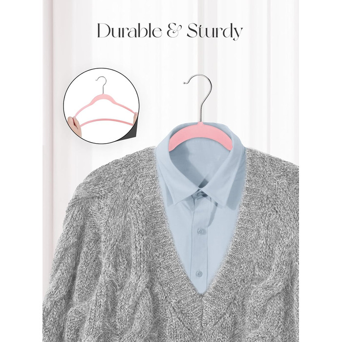 Вешалки для одягу HOUSE DAY, 20 шт. - вешалки з оксамиту, для костюмів, штанів, широкі, обертаються на 360°, рожеві