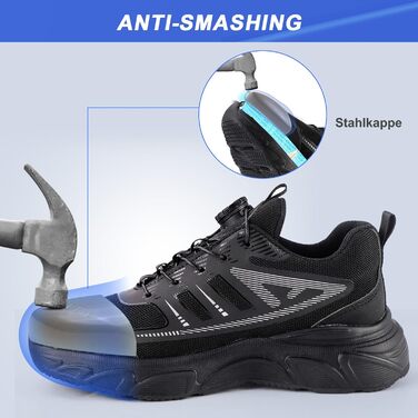 Чоловічі робочі черевики з металевим носком, неслизькі, чорні, 41 EU