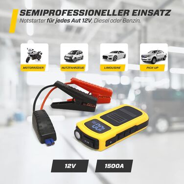 Бустер для автомобіля MAXTOOLS JS500 2200A 22Ah, пусковий пристрій (джампстартер) для 12V дизельних та бензинових двигунів, Powerbank з LED-ліхтарем та USB