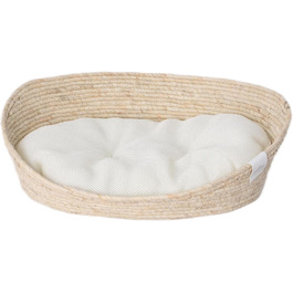 Преміум ліжко-гніздишко Dehner Lovely для тварин, 43 x 35 x 15 см, натуральні матеріали/плюш, білий/бежевий