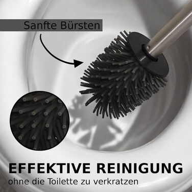 Набір для чищення унітазу з ручкою з нержавіючої сталі - 2 насадки, для ванної кімнати, гігієнічний, антибактеріальний