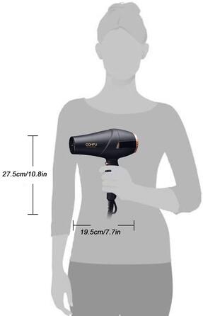 CONFU 2300W Professional Hair Dryer with Ionic Technology - Salon Quality, Diffuser & Styling Nozzle, AC Motor, Fast Drying, 2 Speed & 3 Heat Settings, LED Display, 220V