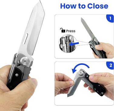 HONZIN Mutitoo 5-in-1 Multifunction Pocket Knife, Folding Knife, Scissors, Detachable Geometric Knife Made of Stainless Steel for Outdoor Use, with Cord Pull Pouch (Extra 11 Screwdriver Inserts) (M)