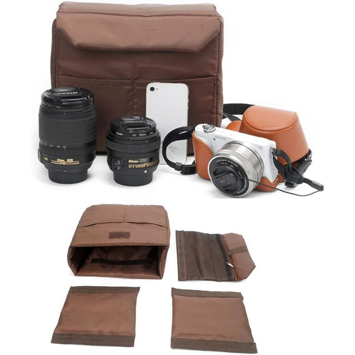 Сумка Neuleben для камери на плечі, вінтажний стиль, зелений/коричневий канвас