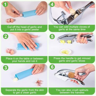 Пресу для часнику з нержавіючої сталі 2-в-1, з подрібнювачем та щіткою для чищення, придатна для миття в посудомийній машині