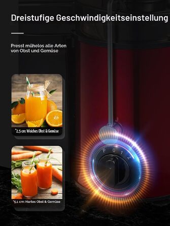 Електрична центрифужна соковижималка FOHERE Entsafter, 800 Вт, червона